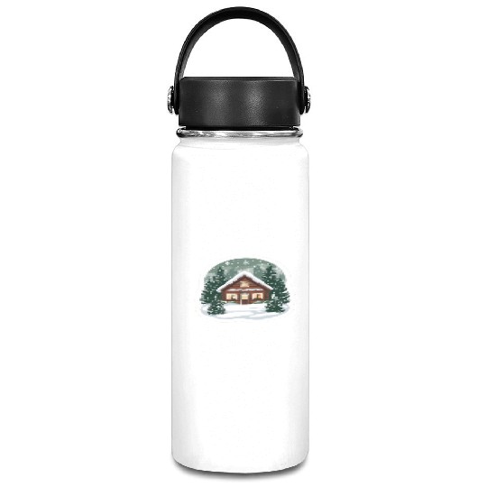 Cozy Cabin in Winter Wonderland Vacuum Flask