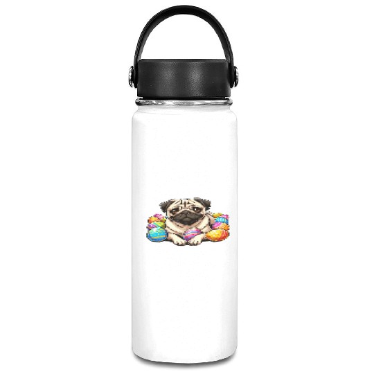 Cute Pug Easter Egg Cartoon Relax Chill Vacuum Flask