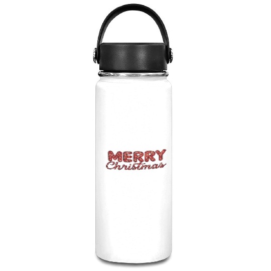 Merry Christmas Sequin Red Sparkle Design Xmas Vacuum Flask