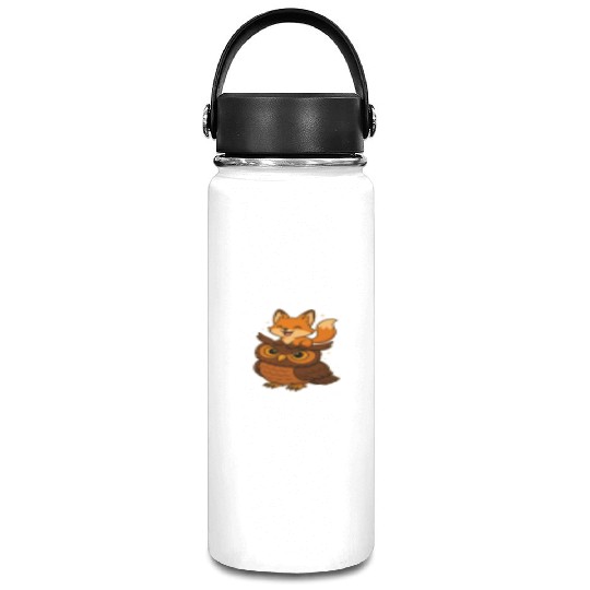 Funny Fox and Owl Cute Forest Animals Cartoon Vacuum Flask