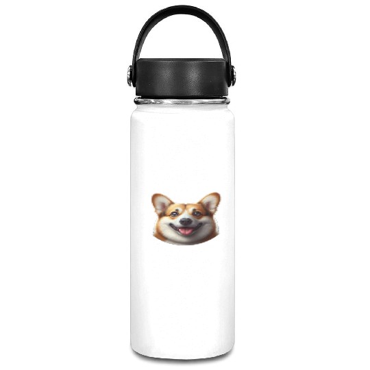 Vibrant Corgi Face Illustration Vacuum Flask