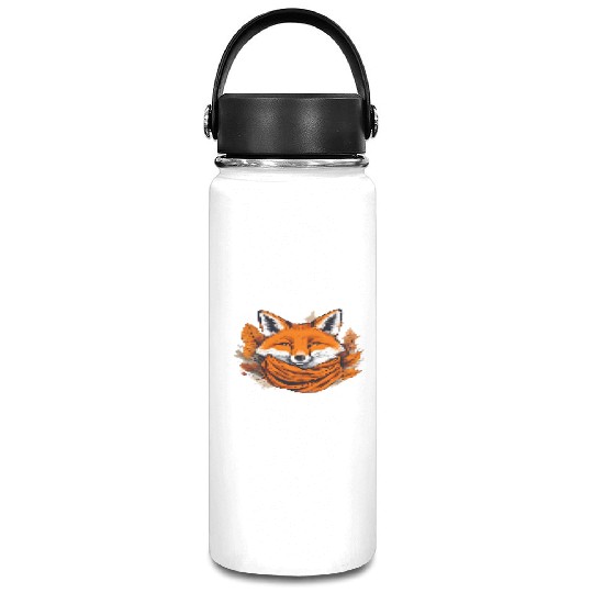 Autumn Fox Portrait with Scarf Vacuum Flask