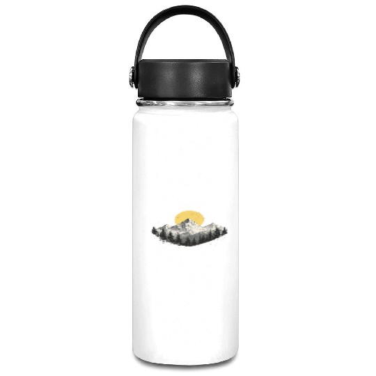 Mountain Silhouette with Full Moon Vacuum Flask