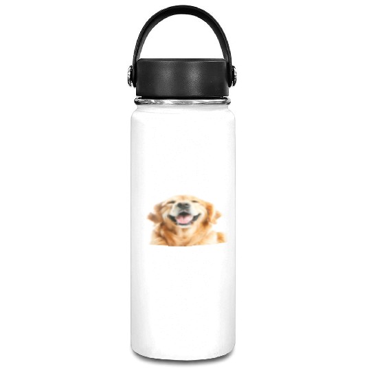 Joyful Golden Retriever Illustration Vacuum Flask