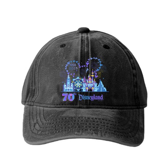 70Th Anniversary Disneyland Resort 1955 Happiest Place On Earth Washed Denim Baseball Caps
