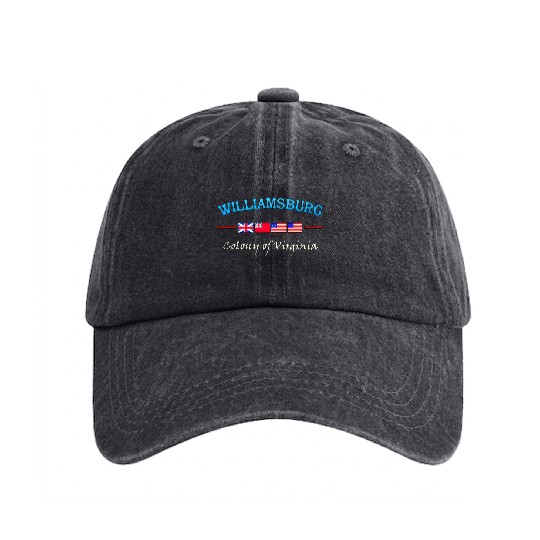 Williamsburg Virginia Tourist And History Washed Denim Baseball Caps