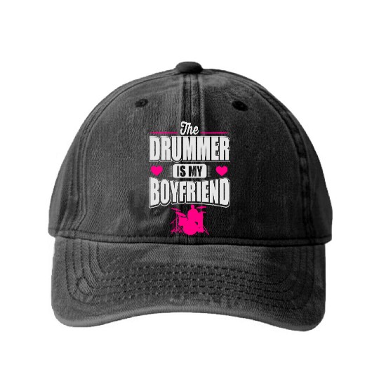 The drummer is my boyfriend Washed Denim Baseball Caps