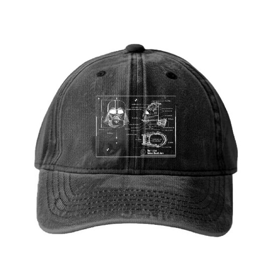 darth vader star wars blueprint Washed Denim Baseball Caps