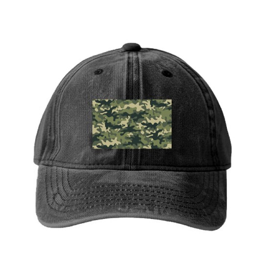 Camouflage pattern green Washed Denim Baseball Caps