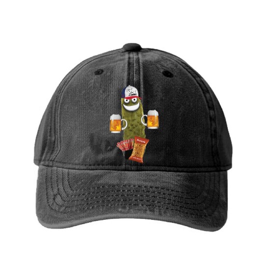 Drinking Buddy Pickle Washed Denim Baseball Caps