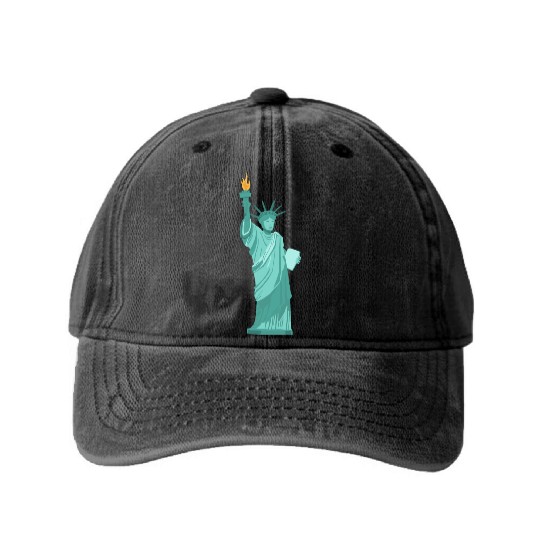 statue of liberty Washed Denim Baseball Caps