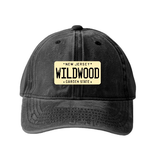 Wildwood New Jersey License Plate Washed Denim Baseball Caps