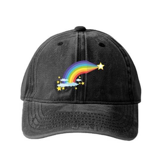 Rainbow Washed Denim Baseball Caps