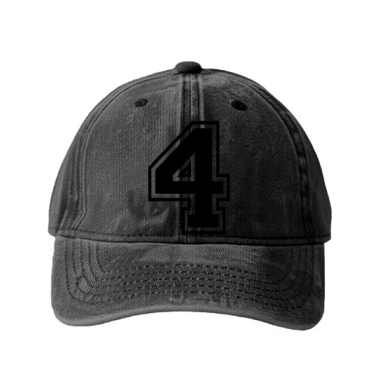 Number 4 four college style counting gift Washed Denim Baseball Caps