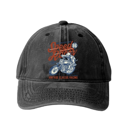 Speed Racer Vintage Classic Racing Washed Denim Baseball Caps