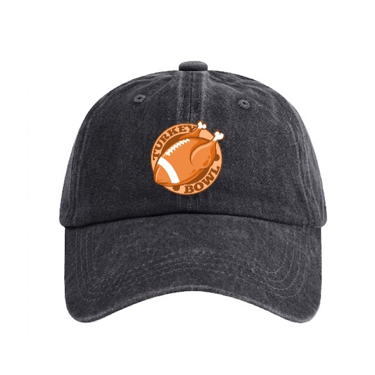 Turkey Bowl American Football Thanksgiving Washed Denim Baseball Caps