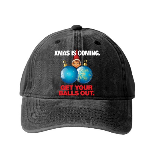 Christmas Balls Washed Denim Baseball Caps