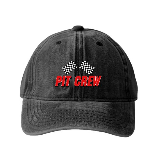 Pit Crew Racing Team Sports Racers Track Pit Stops Washed Denim Baseball Caps