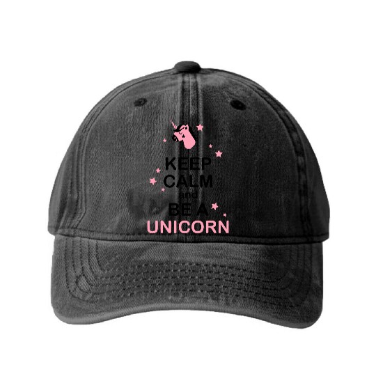 keep calm unicorn Washed Denim Baseball Caps