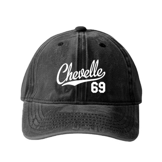 Chevelle 69 Script Tail Washed Denim Baseball Caps 1969 Classic Muscl