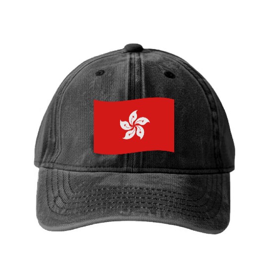 flag hong kong Washed Denim Baseball Caps