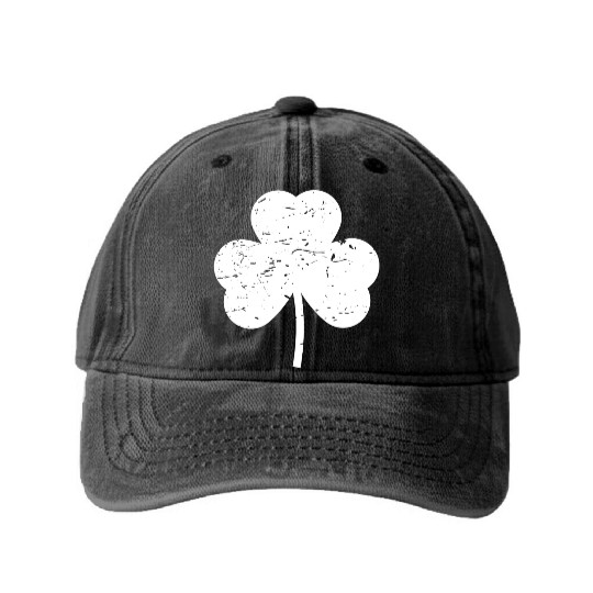 Shamrock white distressed Washed Denim Baseball Caps