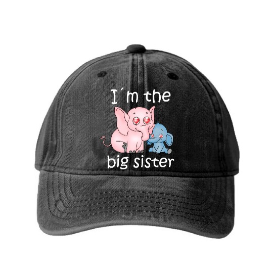 I'm the Big Sister Washed Denim Baseball Caps