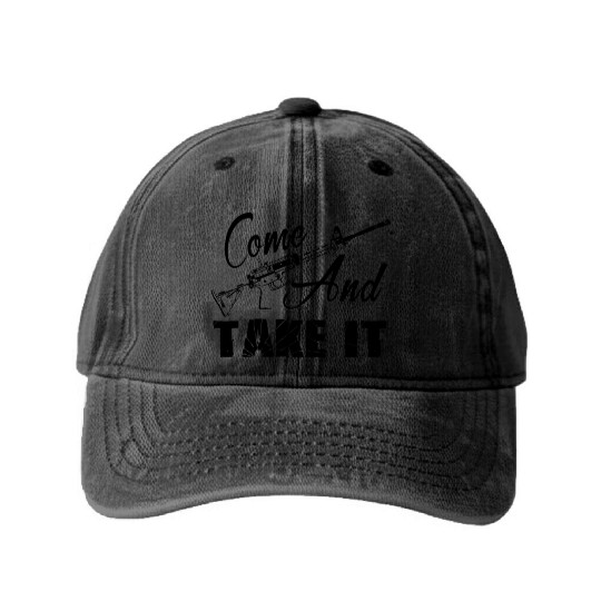 AR 15 Washed Denim Baseball Caps - AR 15 Come And Take It Washed Denim Baseball Caps