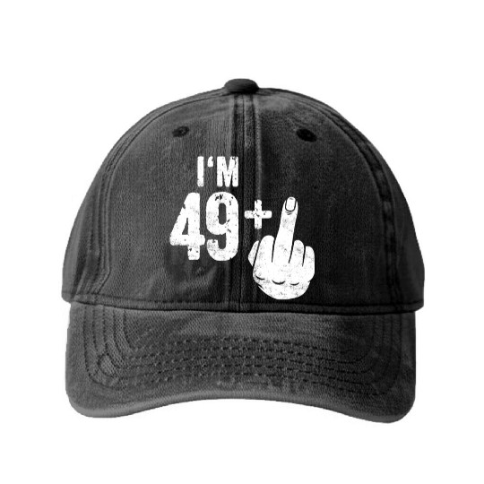 Funny 50th Birthday Gift Idea Bday Present Fifty Washed Denim Baseball Caps