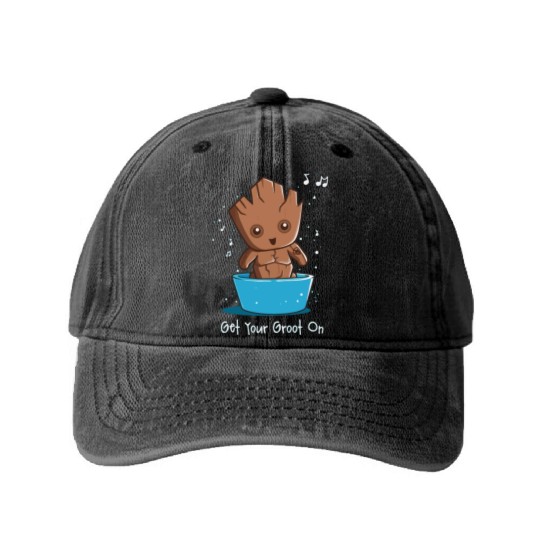 Get Your Groot On Washed Denim Baseball Caps