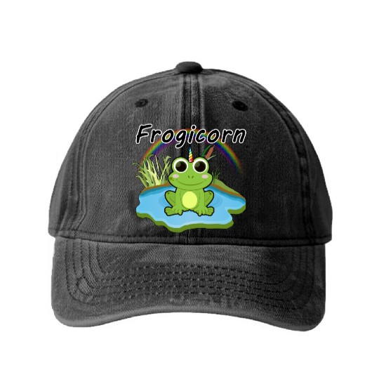 FROGICORN frog unicorn fantasy animal cute kids birthday gift Washed Denim Baseball Caps