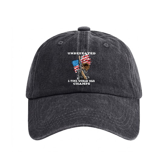 Undefeated World war 2 veteran Washed Denim Baseball Caps