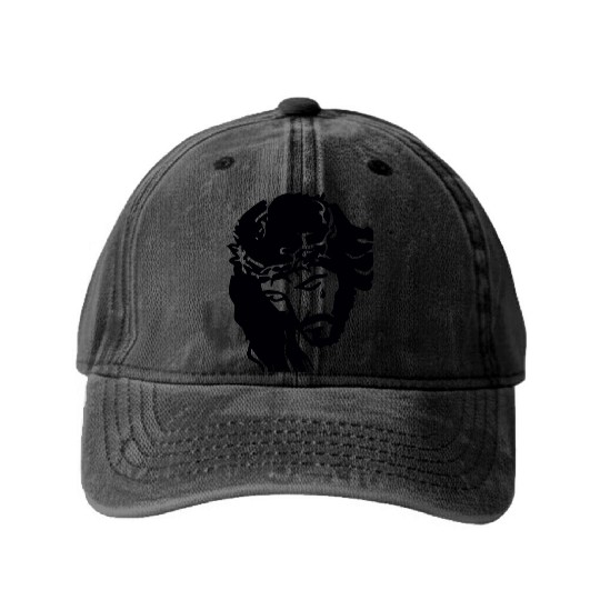 JESUS CROWN OF THORNS Washed Denim Baseball Caps