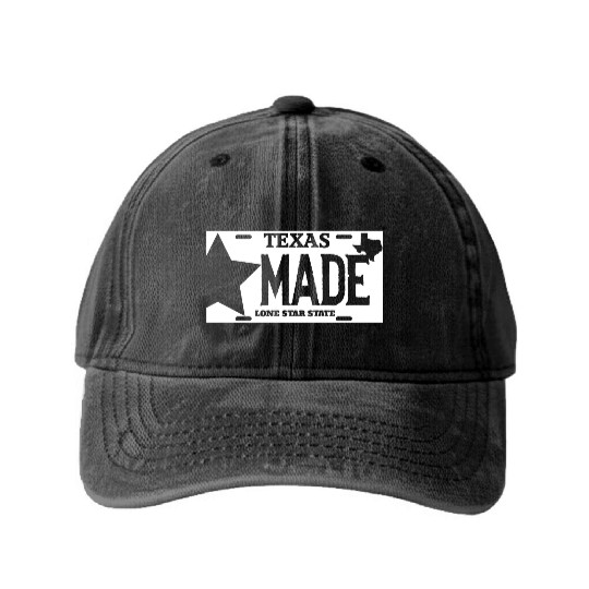 Texas - texas made lone star license plate Washed Denim Baseball Caps