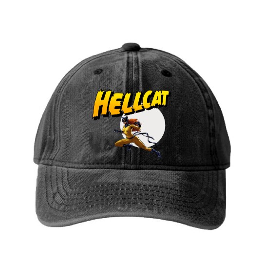 Mens Marvel Hell Cat Hella Cat Hellcat New cat Washed Denim Baseball Caps