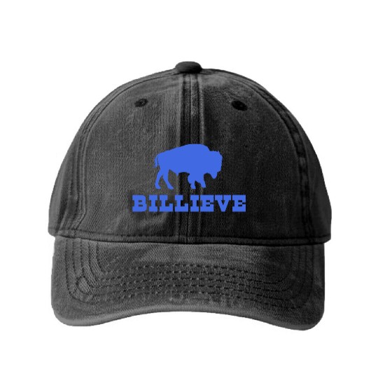 Bills Mafia BillieveShirt - Buffalo Football Washed Denim Baseball Caps