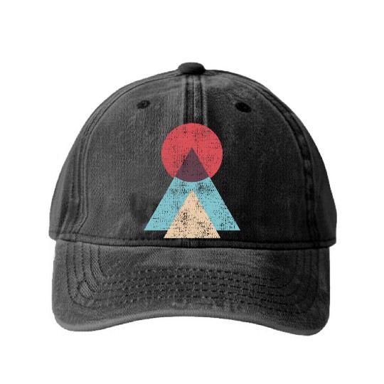 Mountains Sun Nature Abstract Washed Denim Baseball Caps