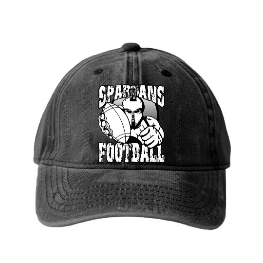 Spartans Football Homecoming Sports School Pride Washed Denim Baseball Caps