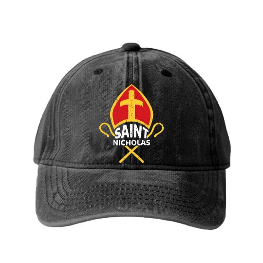 Saint Nicholas Washed Denim Baseball Caps