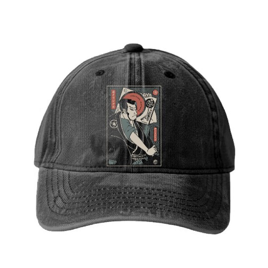 samurai original country tranditional japanese Washed Denim Baseball Caps