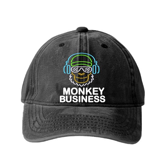 monkey business Washed Denim Baseball Caps