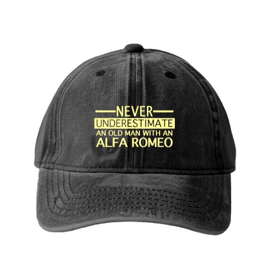 Alfa Romeo Never Underestimate and Old man Washed Denim Baseball Caps