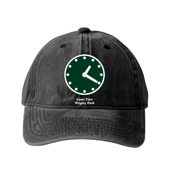 WRIGLEY FIELD SCOREBARD CLOCK IS CHICAGO CUBS GAME Washed Denim Baseball Caps