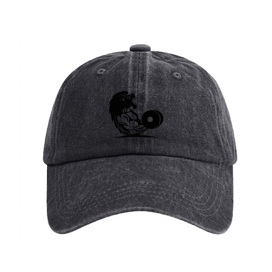muscular lion Washed Denim Baseball Caps