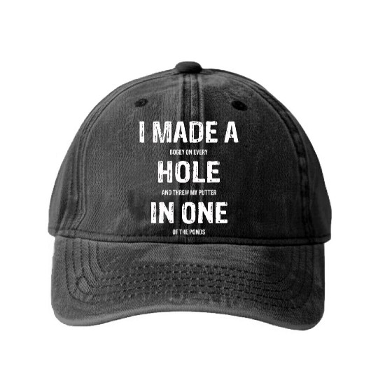 Funny Golf Washed Denim Baseball Caps For Men Women Hole In One Golf