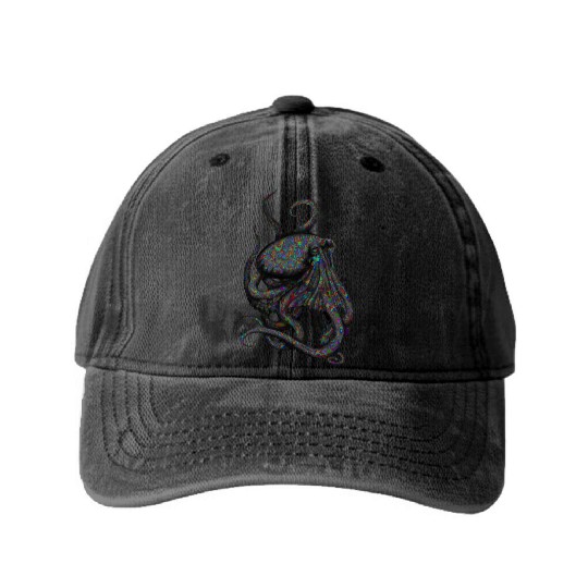 Octopus Psychedelic Washed Denim Baseball Caps