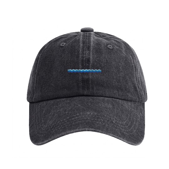 sea 3 waves lines track swimming water vacation va Washed Denim Baseball Caps
