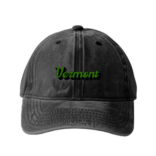 Green Vermont Washed Denim Baseball Caps