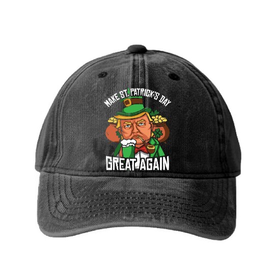 St Patrick's Day Trump Make St Paddy's Day Great Washed Denim Baseball Caps
