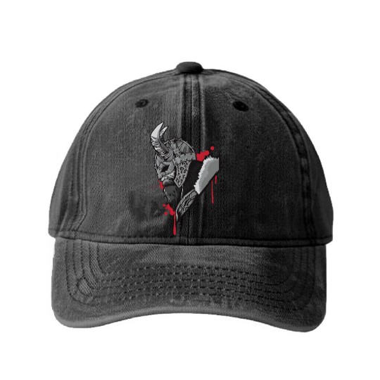 Viking Warrior | Raven Odin Valhalla Valknut Loki Washed Denim Baseball Caps